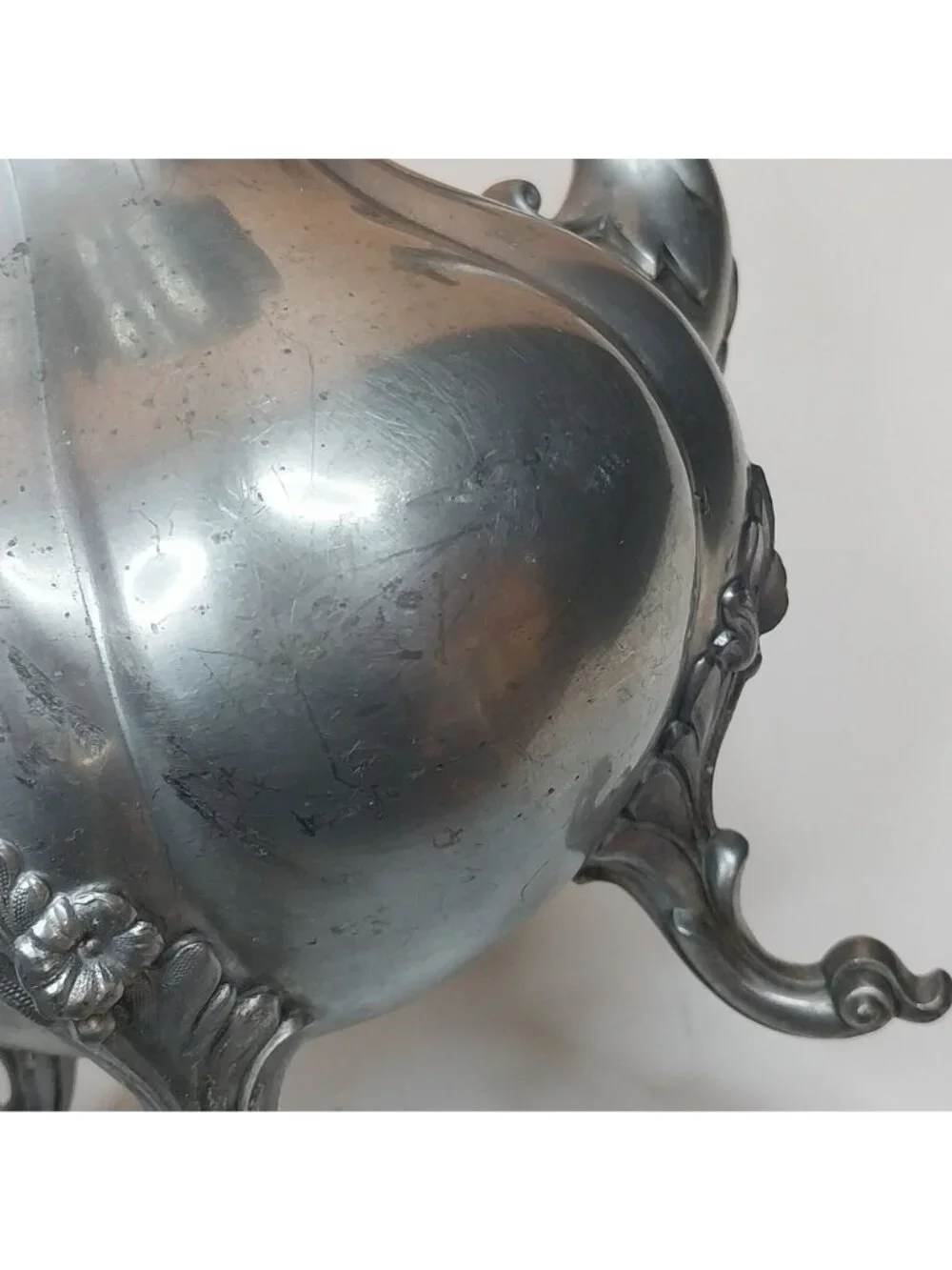 Reed & Barton Winthrop Pewter Tea Coffee Set 4-Piece Pumpkin Finials Mid Century